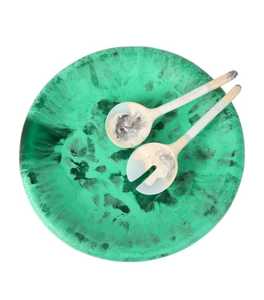 <b>Marble</b> Pattern Resin Serving Bowl With Spoon <b>Set</b> for Stylish Dining Table Arrangement - Product Image 3