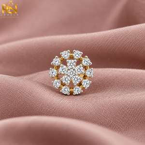 Piercing de nez Mandala ajouré Sovereign avec diamant de laboratoire rond, en or massif 9K 14K 18K, bijoux fins |   Design de nez de mariée de luxe - Product Image 2