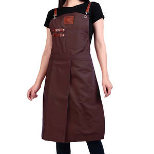 Tablier de cuisine vintage en toile véritable multi-poches pour femme, en cuir véritable de qualité supérieure, réglable - Product Image 5