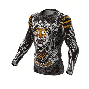 Rashguard personnalisé pour hommes MMA, manches longues, 100% polyester, UPF50+, respirant, séchage rapide, fabricant OEM - Product Image 1