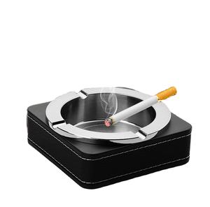 Solid Metal <b>Ashtray</b> China's Classic Home Office Smoking Accessories Black Leather Metal Cigar Table Ware Trendy Black <b>Ashtray</b> - Product Image 1