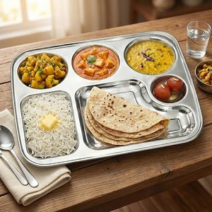 Premium Eco-Friendly Classic Design Stainless Steel 4-Compartment <b>Dinner</b> Plate | Reusable Food-Grade Divided <b>Tray</b> for Adults - Product Image 2