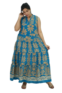 Robe longue imprimée florale en polyester, col en V, fabriquée par [Nom du fabricant] - Product Image 3