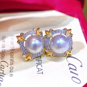 9.5-10 Freshwater Edison <b>Pearl</b> <b>Earrings</b> Natural Pure Silver with Strong Light and Micro Flaws Fine Stud Design - Product Image 3