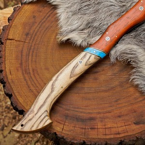Custom Handmade Bushcraft <b>Axe</b> with Ash & Paddock Wood <b>Handle</b> | 1095 High Carbon Steel Outdoor Hatchet - Product Image 2