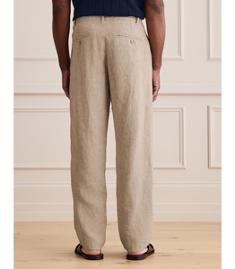 กางเกงชิโน่ผ้าลินินผสมฝ้ายสีน้ำตาลสำหรับผู้ชาย ทรงหลวม ระบายอากาศได้ดี กางเกงลำลองสำหรับฤดูร้อน กางเกงสแล็คแบบสั่งตัดขายส่ง - Product Image 4