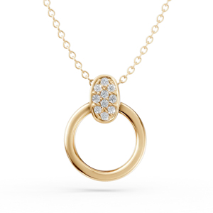 Collier pendentif minimaliste en or avec diamant rond, design géométrique, chaîne à maillons, unisexe, à porter au quotidien - Product Image 1