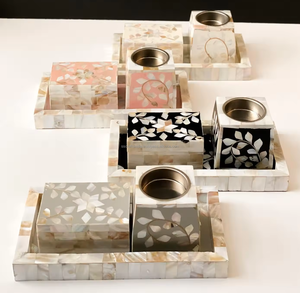 Ensemble de porte-brûleur d'encens en nacre et incrustation de coquillages de mer religieux Eid Mubarak Bakhoor décor fait à la main inde - Product Image 3