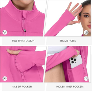 Oem Women Yoga <b>Jacket</b> Long Sleeve Zipper Running Fitness Gym Wear Quick Dry Breathable Stretch Sportswear <b>Workout</b> <b>Jacket</b> - Product Image 3