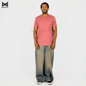 เสื้อยืดสีม่วงเข้มคุณภาพสูงสำหรับผู้ชาย พิมพ์โลโก้ตามสั่ง คอริบหนา เสื้อเปล่าสไตล์สตรีทแวร์ ผ้าฝ้าย ผลิตโดย MAANIFY - Product Image 2