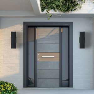 Set di 2 Applique da Esterno Moderne, Impermeabili, in Alluminio Nero, per Montaggio a Parete Esterna - Product Image 2