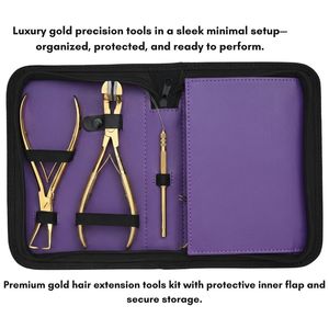 Kit d'outils professionnels pour extensions capillaires, très tendance, en acier inoxydable de qualité chirurgicale, comprenant pince à sertir plate, outil à boucle et crochet, et fil à perruque - Product Image 4