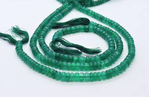 Natural Green Onyx Rondelle Shape <b>Beads</b> 6-6.5 MM Green Onyx Plain <b>Beads</b> 10 Inch Smooth Green Onyx Gemstone Rondelle Wholesale - Product Image 3