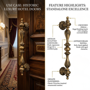 Poignée de porte en laiton massif HI SAFE 24 pouces |   Poignée d'entrée robuste et moderne avec finition PVD, quincaillerie de porte extérieure principale pour l'extérieur - Product Image 4