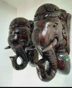ขายึดผนังรูปหัวช้างไม้แกะสลักด้วยมือ - Product Image 3
