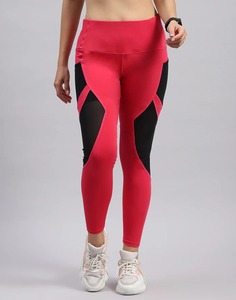 Leggings Deportivos de Cintura Alta para Mujer, Largos, Rojos y Negros, con Panel de Malla, Elásticos, Transpirables, de Secado Rápido, Tejido de Punto, para Todas las Temporadas - Product Image 1