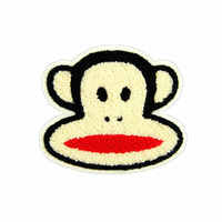 Patch brodé en chenille Paul Frank Monkey Face, appliqué thermocollant, forme irrégulière, décoration cadeau