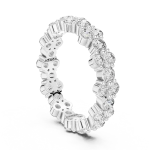 Double <b>Row</b> Cluster Round Lab Grown Diamond Eternity Band 1.98ctw 925 Sterling Silver Unisex Ring IGI Certified Fine Jewelry - Product Image 2