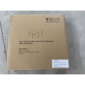 27.56 <b>Round</b> <b>Nesting</b> <b>Coffee</b> <b>Table</b> Set of 2 Durable Wood Top Sturdy Metal Base Circular <b>Nesting</b> End <b>Table</b> Liv's Home Furniture - Product Image 2