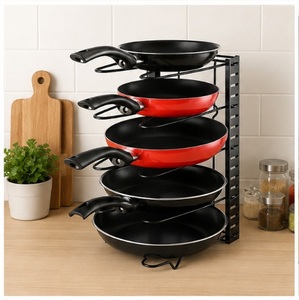 Top Quality <b>Pot</b> and Pan Organizer Rack for Kitchen Cabinet & Countertop Space-Saving Metal Cookware <b>Holder</b> for Frying Pans Lids - Product Image 4
