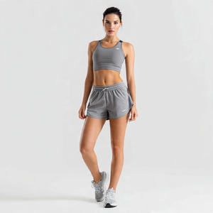 Shorts de sport pour femme OEM 100% polyester double couche, 2 en 1, avec cordon de serrage à la taille - Product Image 2