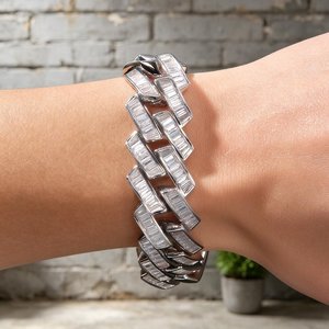 Pulsera Hip Hop de Plata de Ley 925 con Moissanita y Diamantes de Corte Baguette, Estilo Cubano Iced Out, para Uso Unisex - Product Image 5