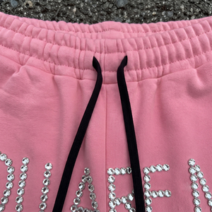 Pantalones Cortos de Moda de Invierno con Pedrería para Mujer, Estilo Urbano, 450gsm, Pantalones Cortos de Chándal para Dama, Ajuste Holgado con Cordón en la Cintura - Product Image 4