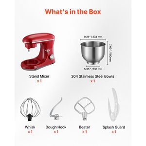 Robot pâtissier électrique 6 QT 660W avec 6+ vitesses de battement, bol en acier inoxydable, tête inclinable et 6+ vitesses de pulsatation - Product Image 3