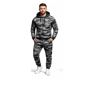 Nuevo Conjunto Deportivo de 2 Piezas para Hombre, Personalizado, de Felpa Francesa 100% Algodón, con Estampado de Camuflaje Sublimado DTG, Estilo Urbano - Product Image 3