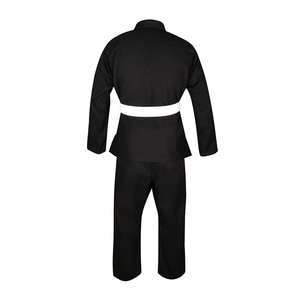 Kimono de judo noir 100% coton, extensible, antibactérien, séchage rapide, respirant, léger, avec ceinture blanche - Product Image 2