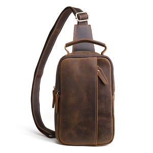Bolsos de Hombro de Cuero Genuino Personalizados para Hombre, Bolsos de Pecho, Bolsos de Mensajero de Cuero Vintage. - Product Image 1