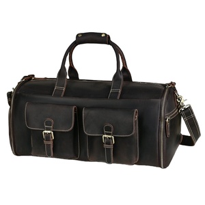 Vintage Crazy Horse Leather Duffle <b>Bag</b> with Shoe Compartment Handmade Leather Duffle Garment <b>Bag</b> Men Leather Travel <b>Bag</b> - Product Image 1