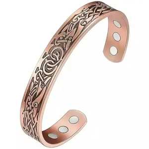Brazalete de Cobre Ajustable Hecho a Mano, Chapado en Oro, Estilo Vintage, Unisex, para Bodas, de Alibaba - Product Image 2