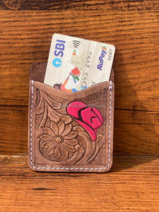 ชุดรวมผู้ถือบัตรเครดิตหนังวัวสีชมพูหมวกเครื่องมือแฮนด์เมดแฟชั่นใหม่ - Product Image 4