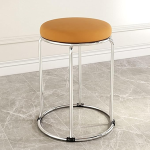 Tabouret rond en velours nordique avec pieds en métal, chaise de coiffeuse moderne pour chambre à coucher, salon et dressing - Product Image 2
