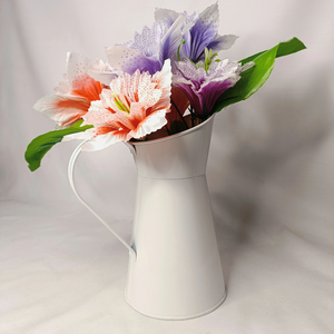 Elegant <b>White</b> Powder Coated Aluminum Handmade <b>Jug</b>-Shaped Wedding Engagement Tabletop <b>Vase</b> Nordic Coastal Style Parties - Product Image 5