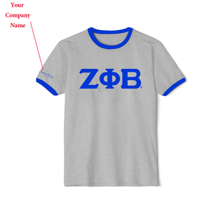 T-shirt personnalisé Zeta Phi Beta Sorority Ringer avec lettres grecques brodées ZPB – Vente en gros de vêtements grecs OEM ODM - Product Image 2