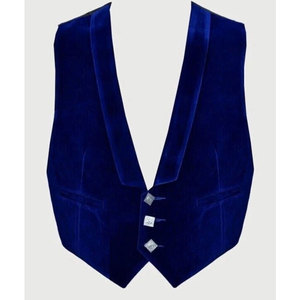 Hot Men’s Scottish Blue Velvet Prince Charlie Jacket with 5-Button <b>Vest</b> Jacket - Product Image 3