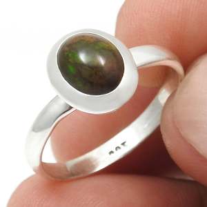 Solid 925 Sterling Silver Eternity Wedding <b>Ring</b> Classic Bohemian Design Black <b>Opal</b> Stone Gemstone Bezel Set <b>Ring</b> For Daily-wear - Product Image 2