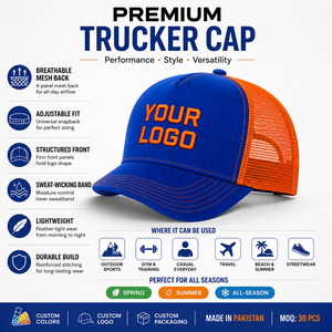 Custom Leather Patch Foam Front Trucker <b>Cap</b> Canvas Front Panel Nylon Mesh Back Wholesale Bulk Supplier For Summer Outdoor Wear - Product Image 4