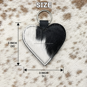 2026 New Customized Hair on Cowhide <b>Leather</b> Heart Shaped Keychain Western Real Genuine <b>Leather</b> Key Fob Gift Accessory for Unisex - Product Image 2