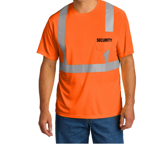 เสื้อยืดสีส้มสะท้อนแสงแบบมองเห็นได้ชัดเจนพร้อมแถบสะท้อนแสง ชุดยูนิฟอร์มรักษาความปลอดภัย ชุดทำงานสำหรับผู้ชายทุกฤดูกาล - Product Image 2