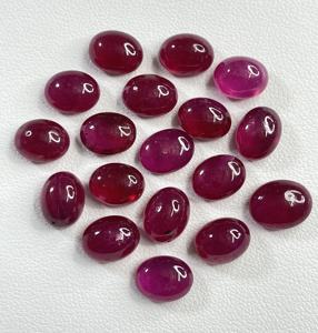 Fine Quality 100% Natural Reddish Pink <b>Ruby</b> Cabochon 7x9mm Heat-Treated Oval Shape Loose Gemstone for Jewelry Making - Product Image 1