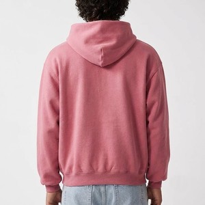 Wholesale Men's <b>Pink</b> Hooded <b>Sweatshirt</b> Regular Fit Fleece Casual Solid Color Pullover with Pocket Autumn Wear - Product Image 5