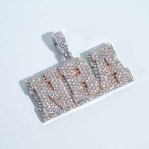 Custom Unique Full Iced Out Emerald Cut Baguette Charm Pendant Trendy Hip Hop Style Silver Moissanite <b>Rope</b> <b>Chain</b> Jewelry - Product Image 4