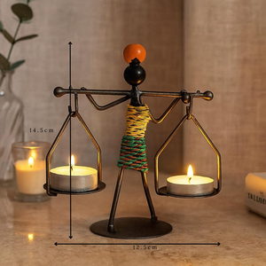 Porte-bougie décoratif en fer forgé fait main, décoration de table, accent décoratif pour la maison - Product Image 3