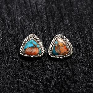 <b>Turquoise</b> <b>Earrings</b> Oyster Copper <b>Turquoise</b> <b>Stud</b> <b>earrings</b> December birthstone Triangle <b>earrings</b> Boho <b>Earrings</b> At Best Price - Product Image 3