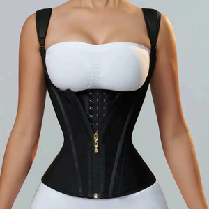 Women's Goth <b>Punk</b> Plus-Size Zipper Leather Lace Corset Shapewear Hip Enhancer Satin Fabric Quick Dry Firm Control Seamless Push - Product Image 4