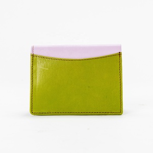 Unisex Genuine Cowhide Leather Card Holder <b>Wallet</b> with Malty Color Zipper Closure and Patchwork Design - Product Image 3