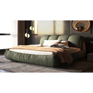 Letto King Size di Lusso Imbottito con Schienale Oversize, Struttura in Legno Massello per Diverse Altezze - Product Image 6